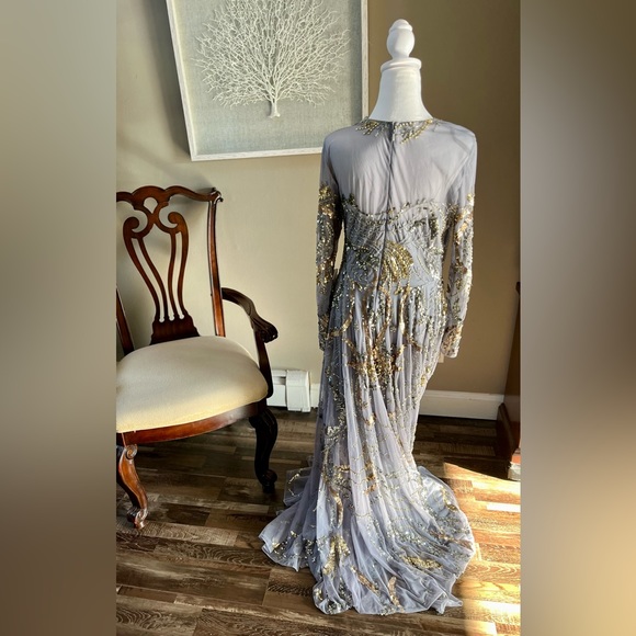 Mac Duggal Long Sleeve Embellished Illusion Gown - Picture 10 of 13